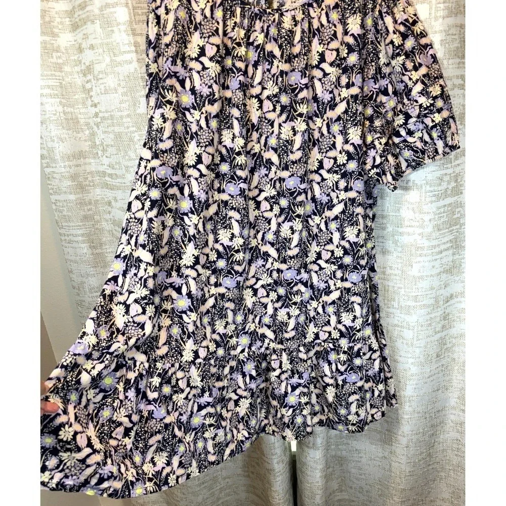 Ava & Viv 100% Cotton House Dress 3X Black Floral Muumuu Puff Sleeve Boho
